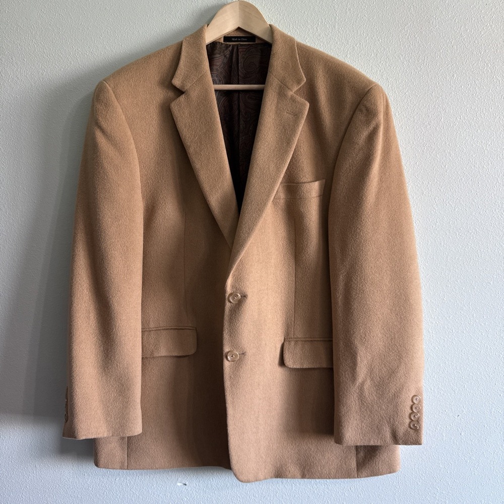 Lauren Ralph Lauren 100% Camel Hair‎ Blazer Mens 44R Tan Sport Coat